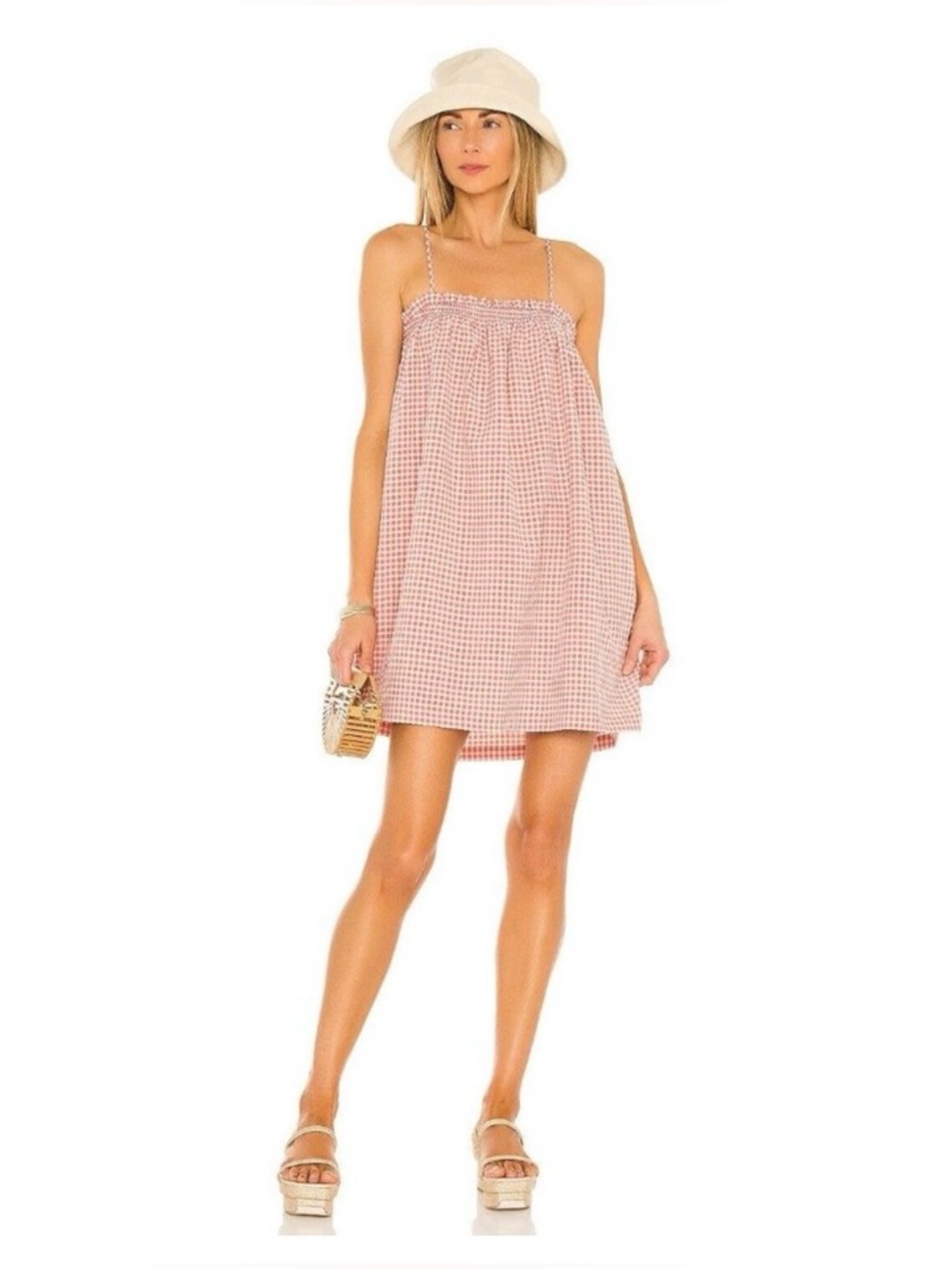 BB Dakota by Steve Madden Lust for Life Dress Rose Blush Gingham S
